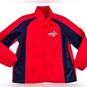 GIII Washingnton Capitals Fleece Lined Jacket Mens XL Red Pockets Logo NHL Zip
